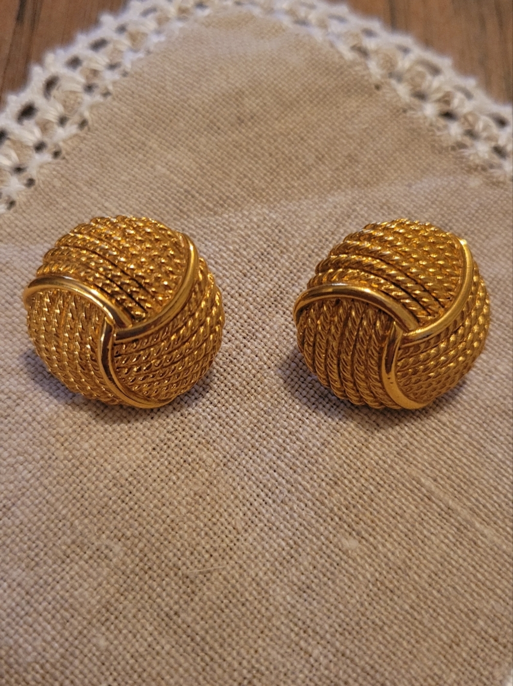 Vintage Napier Gold Tone Rope Knot Earrings